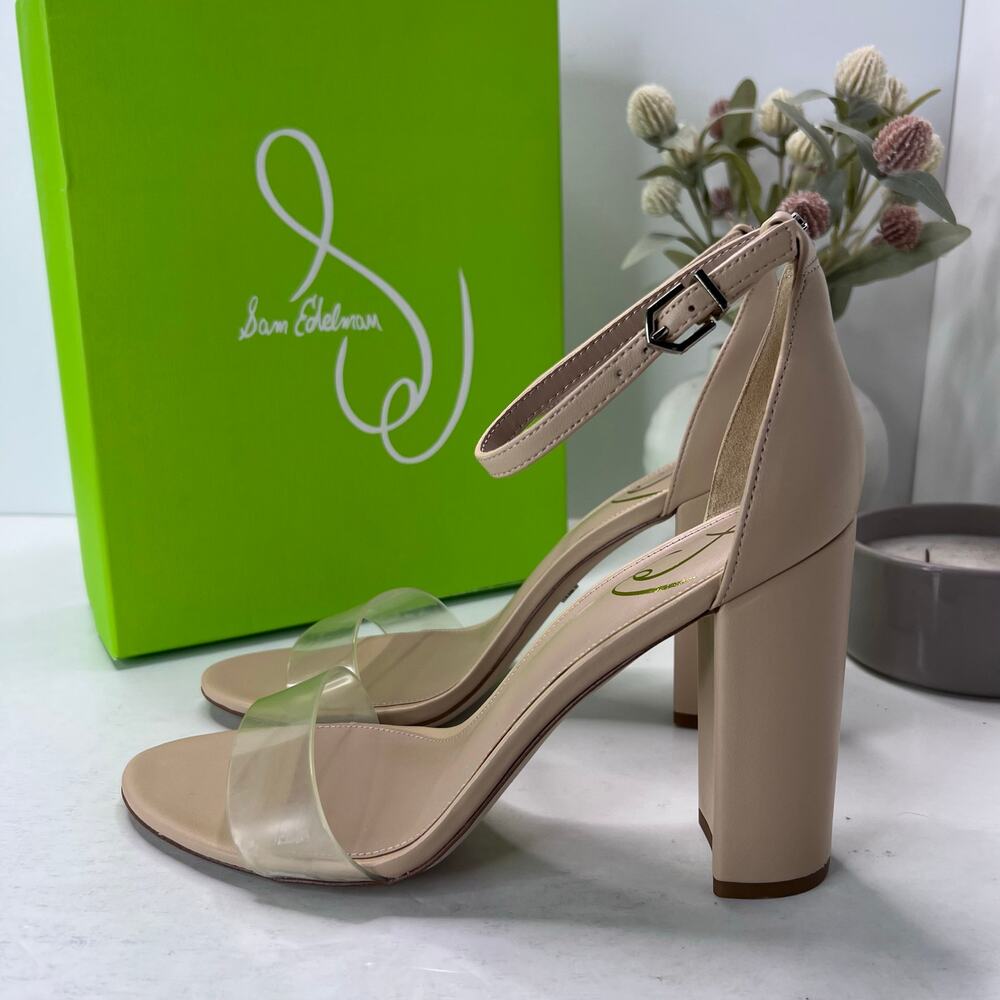 Sam Edelman Yaro Ankle Strap Block Heel Sandal Buckle Almond Women's 11 M